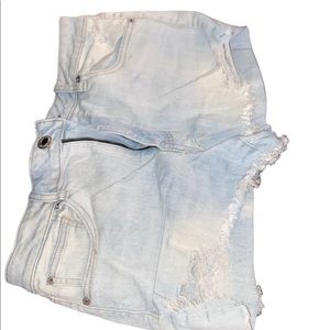 High rise distressed denim shorts